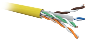 Câble CAT6 4 paires AWG23 U/UTP LSOH-FR Cca, Jaune (touret de 500 m)