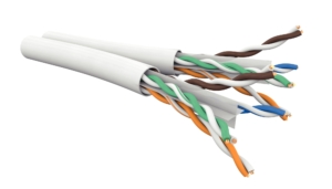 Câble CAT6 2X4 paires AWG24 E-Slim U/UTP LSOH Dca, Blanc (touret de 500 m)