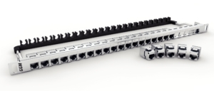 Panneau 19″ 0.5U avec 24 noyaux (NKJSC6ATL) CAT6A 4PPOE blindés, (ID #25/48)
