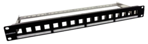Panneau premium métal à équiper 16 ports 1U noir
