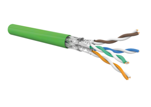 Câble 4P Catégorie 7 AWG26/7 blindé SFTP PUR gaine verte, diamétre câble 6.2mm