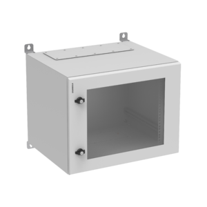 Coffret 19″ IPBOX 9 U prof 500 mm porte vitrée