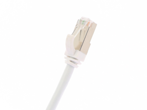 Cordon INITIO RJ45 S/FTP 10G ISO/IEC 11801  blindé LSZH 20M, Blanc RAL9003