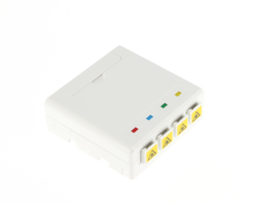 ONT loaded with 4 SC/APC simplex green adapters with shutters