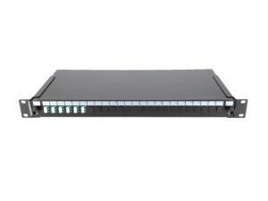 Tiroir optique noir 1U multimode OM3 équipé 6 raccords LC duplex turquoises