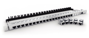 Panneau 19″ 0.5U avec 24 noyaux (NKJSC6ATL) CAT6A 4PPOE blindés, (ID #01/24)