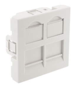Plastron droit 45×45 2 ports avec volet, blanc