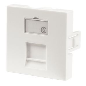 Plastron droit 45×45 1 port avec volet, blanc