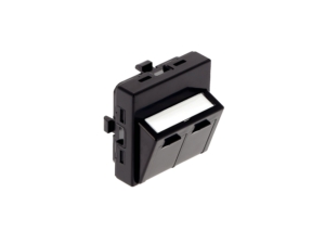 Plastron incliné 45×45 2 ports avec volet, noir