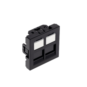Plastron droit 45×45 2 ports avec volet, noir