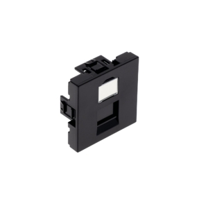 Plastron droit 45×45 1 port avec volet, noir
