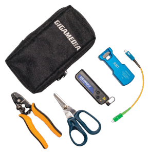 Kit de démarrage FTTH : outil de dégainage, pince à dénuder, ciseaux, VFL