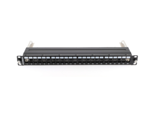 Panneau 19″ métal 24 ports coulissant à équiper de noyaux Keystone 1U, noir