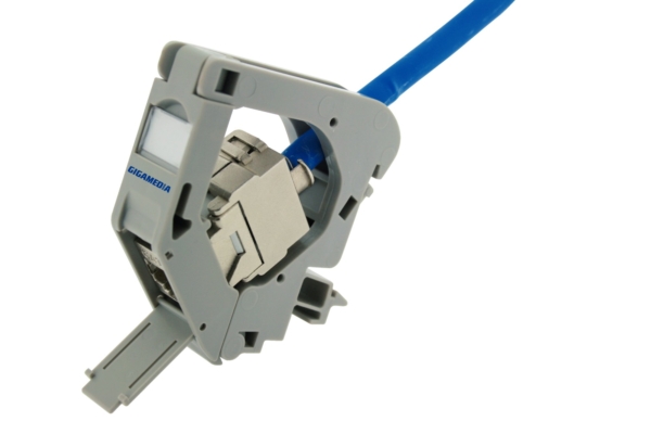 Module RJ45 rail DIN, CAT6 blindé, STP - Gigamedia