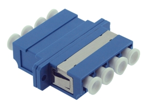 Raccord monomode LC quad, corps plastique, couleur bleue, centreur céramique