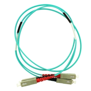 Multimode OM3 duplex aqua patchcord, SC/PC to SC/PC 2M