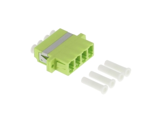 Raccord multimode LC quad, corps plastique couleur vert, centreur céramique