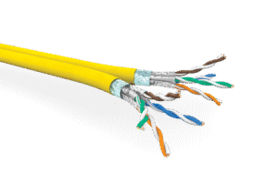 Câble CAT6A 2X4 paires AWG23 F/FTP LSOH Cca, Jaune (touret de 500 m)
