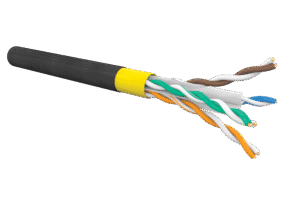 CAT6 U/UTP AWG23 4P double gaine, LSFROH Cca Jaune / PE Noir, touret de 500m