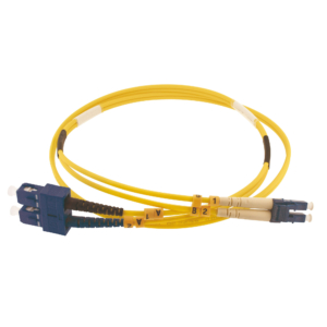 LC/UPC to SC/APC OS2 9/125 simplex patchcord, 2 meters, Ø 2mm yellow jacket