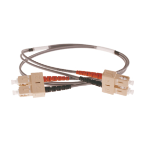 ST/SC OM3 50/125 µm duplex 15 m patchcord, LSZH Ø3 mm jacket, aqua colour