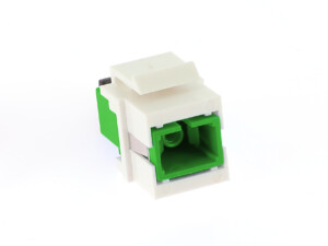 Adaptateur plastique blanc KEYSTONE+ Raccord SC/APC Simplex monomode vert