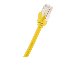 Patch cord Initio RJ45 S/FTP 10G ISO/IEC 11801 shielded LSZH 50cm yellow RAL1021