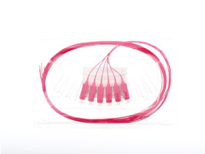 Lot of 6 OM4 50/125µm tight buffer SC pigtails, 2 meters, aqua colour