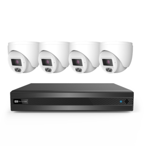 Initio Vidéosurveillance kit 4MP 4 turret + 1 PoE NVR 8 channels + 2 Tb HDD