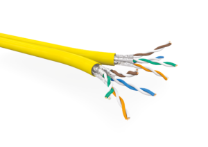 Câble CAT6A 2×4 paires AWG23 U/FTP LSOH-FR Cca, Jaune (touret de 500 m)