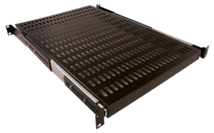 19″ Sliding shelf 1U – 4 fixing points – depth 600 mm – Black