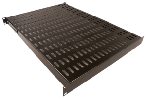 Etagère fixe 19″ 1U, 4 points de fixation, prof 400 mm – Noir