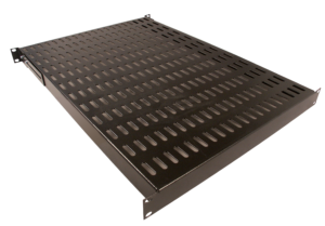 Etagère fixe 19″ 1U, 4 points de fixation, prof 600 mm – Noir