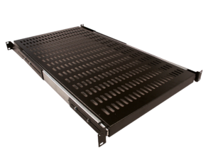 19″ Sliding shelf 1U – 4 fixing points – depth 600 mm – Black