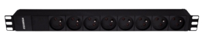 Bandeau 19″ 8 prises UTE sur bornier – Noir