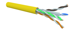 Câble CAT6 4 paires AWG24 U/UTP LSOH-FR Cca, Jaune (touret de 500 m)